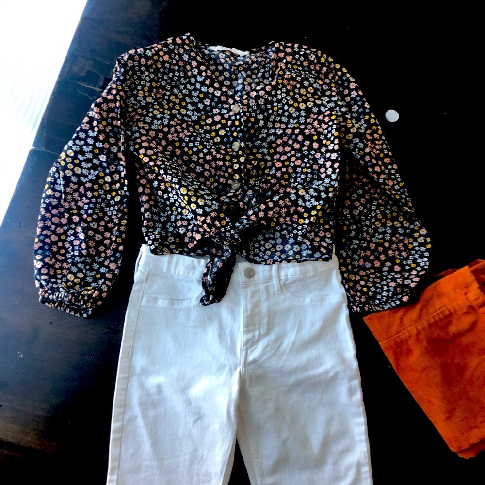 Floral h and m shirt button up girls 12